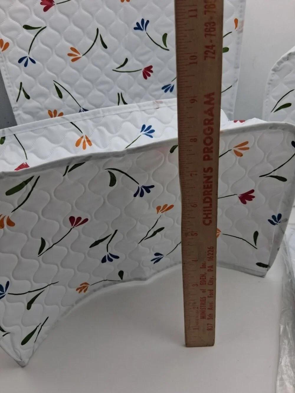 Vintage White w/Flower Quilted Vinyl Appliance Covers Lot of 4 Toaster Mixer